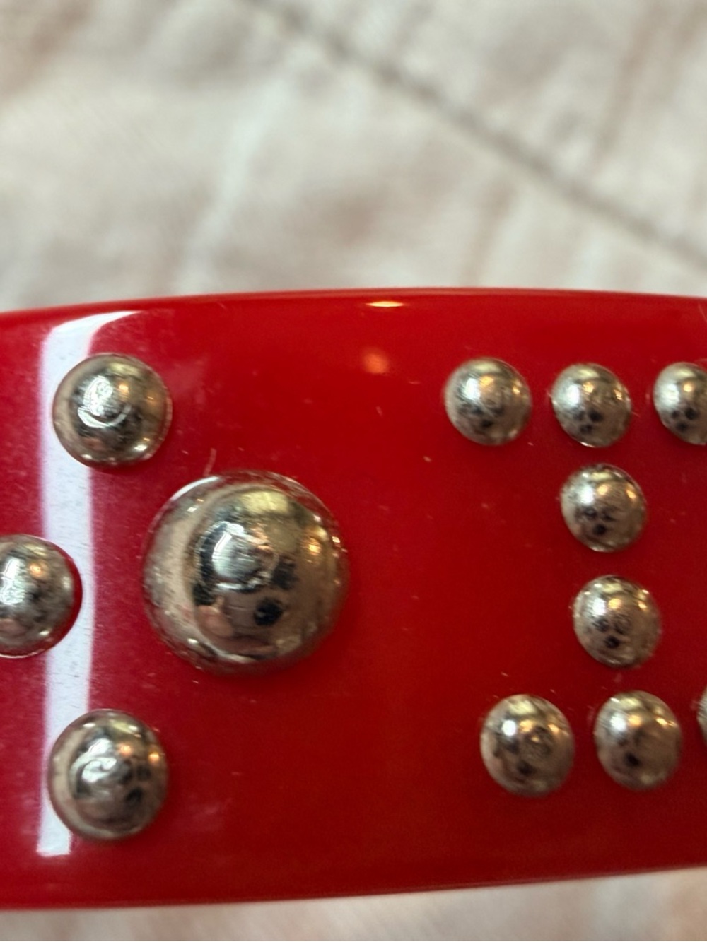 Dior Red Studded Resin Cuff Bracelet - Vintage - Picture 3 of 6